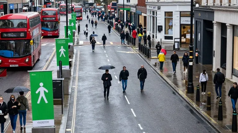 Illustration for: Half of Oxford Street becomes traffic-free in 1.2-mile pedestrian zone